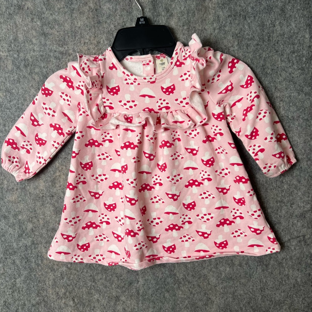 Tucker + Tate Baby Girl 12 months Sweater Dress pink red mushroom print